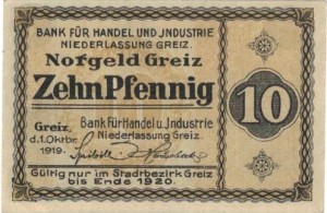Greiz 10 Pf  01.10.1919 UNC