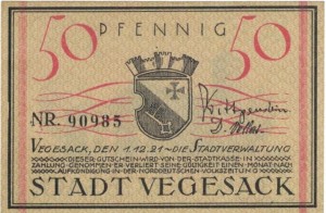 Vegesack 50 Pf 1.12.1921  G-1359.2 UNC