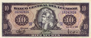 Ekwador 10 Sucres P-121 1986 AUNC