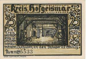 Hofgeismar 25 Pf G-619.3 1922 UNC