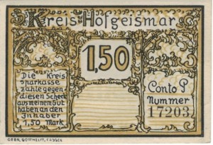 Hofgeismar 1.5 M G-619.3 1922 UNC