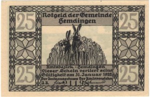 Hemdingen 25 Pf  31.01.1922 G-599  UNC