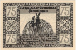 Hemdingen 75 Pf  31.01.1922 G-599 UNC