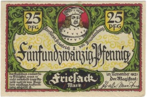 Friesack 25 Pf  1921 G-396.1 aUNC