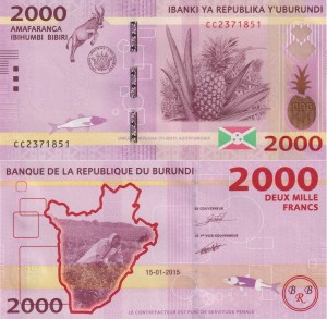 Burundi 2000 Francs 2015 P-52 UNC