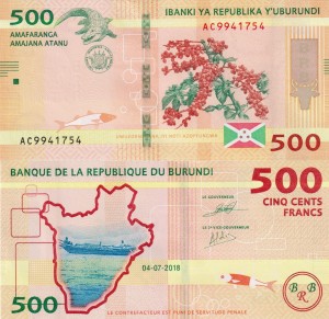 Burundi 500 Francs P-50 2018 UNC
