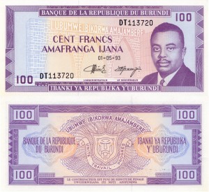 Burundi 100 Francs 1993 P29 UNC