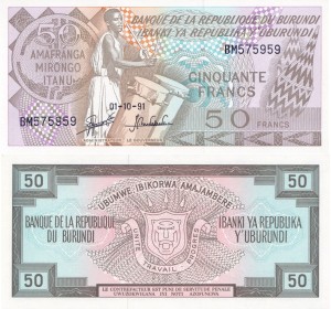 Burundi 50 Francs 1991 P28c UNC