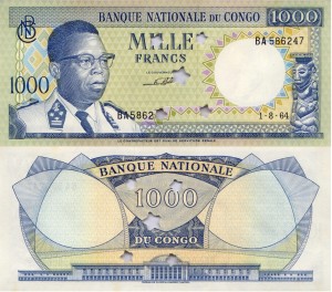 Kongo 1000 Francs P-8a 1964 UNC Cancelled