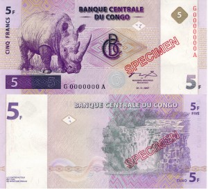 Kongo 5 Francs P-86s 1997 AU-UNC
