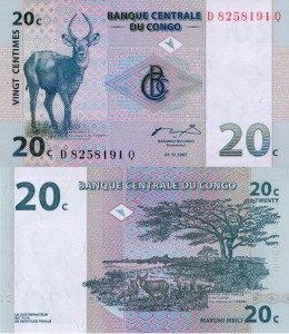 Kongo 20 Centimes P-83 1997 UNC 