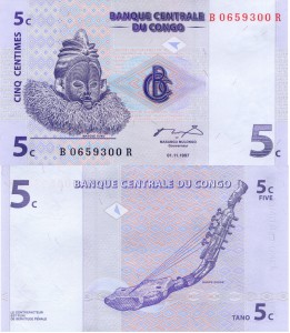 Kongo 5 Centimes P-81 1997 UNC 