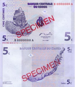 Kongo 5 Centimes P-81s 1997 aUNC 