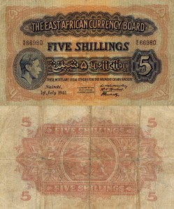 Afryka Wschodnia  5 szylingów P28a 1941 stan IV