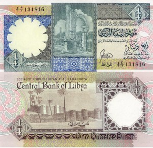 Libya 1/4 Dinar P-52 1990 UNC