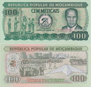Mozambik 100 Meticais P-126 1980 UNC Serie ZB