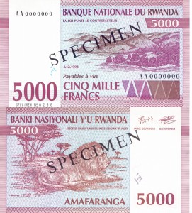 Rwanda 5000 Francs P-25s 1994 UNC
