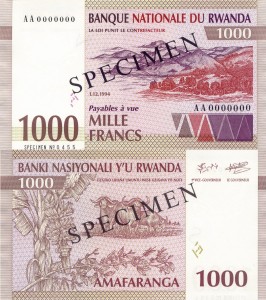 Rwanda 1000 Francs P-24s 1994 UNC