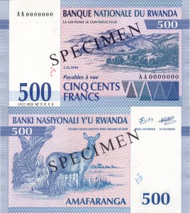 Rwanda 500 Francs P-23s 1994 UNC