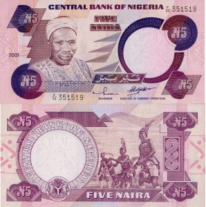 Nigeria 5 Naira P-24g 2001 UNC