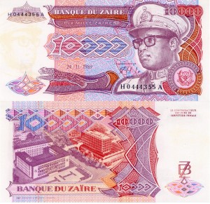 Zair 10 000 Zaires P-38 1989 Stan I Unc