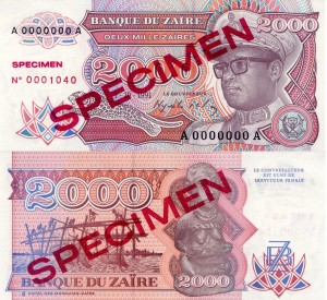 Zair 2000 Zaires P-36s Specimen   1991 Stan I Unc