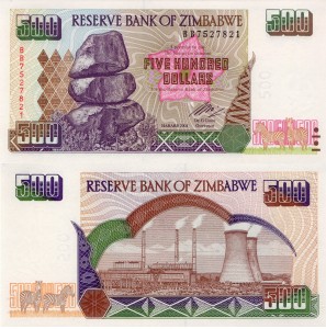 Zimbabwe 500 Dollars P-11 2001 Stan I UNC 