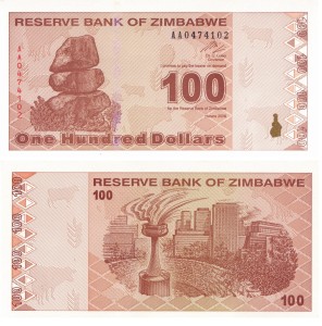 Zimbabwe 100 Dollars P-97 2009 Stan I UNC 