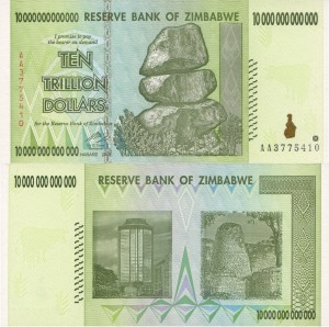 Zimbabwe 10 000 000 000 000  Dollars P-88 2008 Stan I UNC 