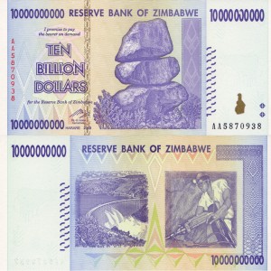 Zimbabwe 10 000 000 000  Dollars P-85 2008 Stan I UNC 