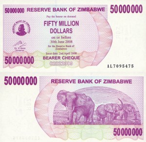 Zimbabwe 50 000 000 Dollars P-57 2008 Stan I UNC