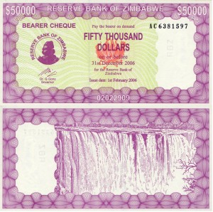Zimbabwe 50000 Dollars P-30 2006 Stan I UNC