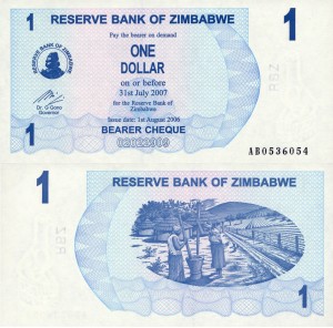 Zimbabwe 1 Dollar P-37 2006 Stan I UNC