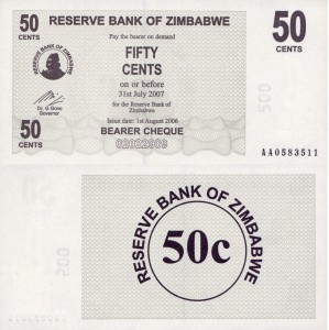 Zimbabwe 50 Cents P-36 2006 Stan I UNC