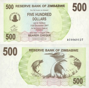 Zimbabwe 500 Dollars P-43 2006 Stan I UNC