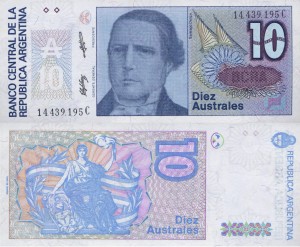 Argentyna 10 Australes P-325b 1985-89 stan I UNC