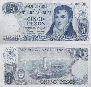 Argentyna 5 Pesos P-294b 1974-76 stan I UNC