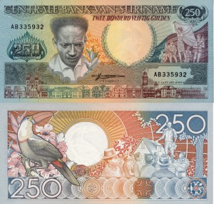 Surinam 250 Gulden P-134 1988 UNC