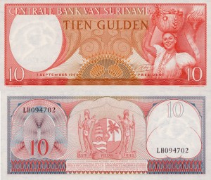 Surinam 10 Gulden P-121 1963 UNC