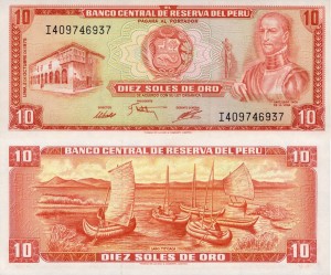 Peru 10 Soles de Oro P-106 1975 UNC