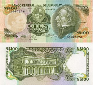 Urugwaj 100 Nuevo Pesos  P-62A 1987 UNC