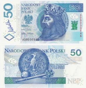 Polska 50 Złotych P-185  2012 Stan I UNC Autograf Belki