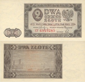Polska 2 złote P-134 1948 Stan I UNC