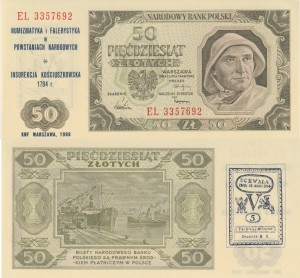 Polska 50 złotych P-138 1948 Stan I UNC Nadruk