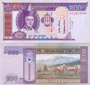 Mongolia 100 Tugrik P-65 2000 UNC