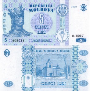 Mołdawia 5 Lei P-9c 1999 UNC