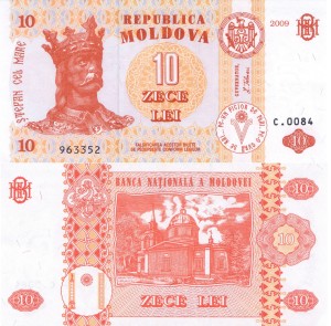 Mołdawia 10 Lei P-10f 2009 UNC