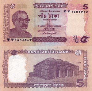 Bangladesz 5 Taka P-53 2011 UNC