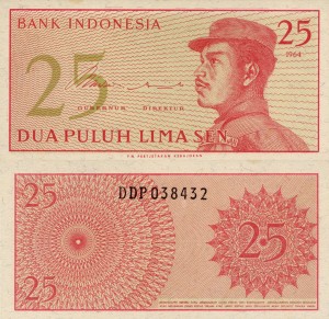 Indonezja 25 Sen P-93 1964 UNC