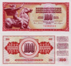 Jugosławia 100 Dinara P-80 1965 UNC